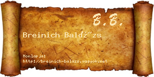 Breinich Balázs névjegykártya